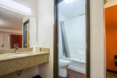 a bathroom with a sink and a toilet at Motel 6-Ashland, OH in Ashland
