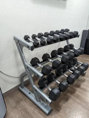 a gym rack with dumbbells on the floor at Holiday Inn Express - Lexington East - Winchester by IHG in Winchester