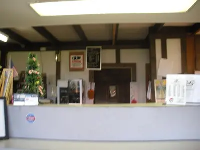 a counter with a christmas tree in a room at Kings Inn Cleveland in Strongsville