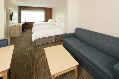 a hotel room with a couch and a bed at Holiday Inn Express & Suites - Auburn by IHG in Auburn