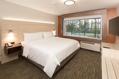 a hotel room with a large bed and a window at Holiday Inn Express & Suites - Auburn by IHG in Auburn