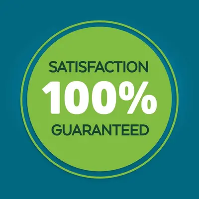 a green satisfaction percent guaranteed sign in a circle at La Quinta by Wyndham Cleveland - Airport North in Cleveland