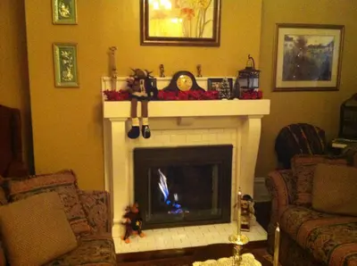 a fireplace in a living room with a fire place at Bayberry House Bed and Breakfast in Steubenville