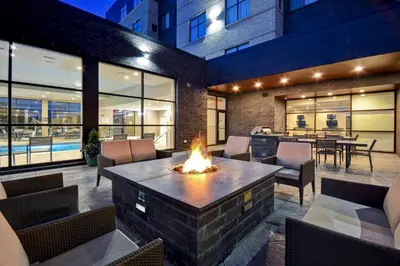 a fire pit in the middle of a patio at Residence Inn by Marriott Cincinnati Northeast/Mason in Mason