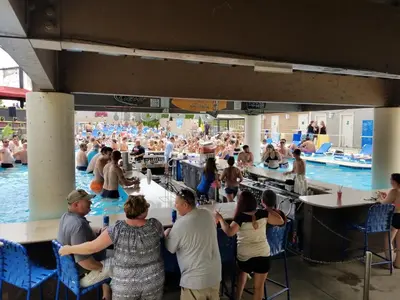 a group of people in the swimming pool at Grand Islander Hotel in Put-in-Bay