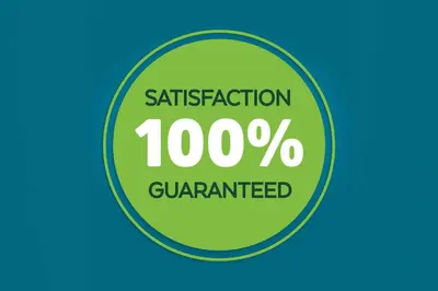 a green satisfaction percent guaranteed sign in a circle at La Quinta by Wyndham Columbus - Grove City in Grove City