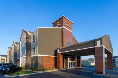 a building with a clock tower on top of it at La Quinta by Wyndham Columbus West - Hilliard in Columbus