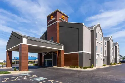 a building with a clock tower on top of it at La Quinta by Wyndham Columbus West - Hilliard in Columbus