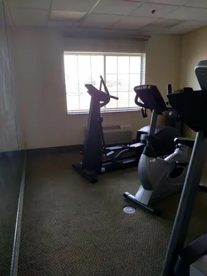 a gym with tread machines in a room with a window at Holiday Inn Express - Toledo West - Napoleon by IHG in Napoleon