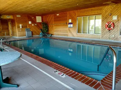 a large swimming pool in a wooden building at Holiday Inn Express - Toledo West - Napoleon by IHG in Napoleon