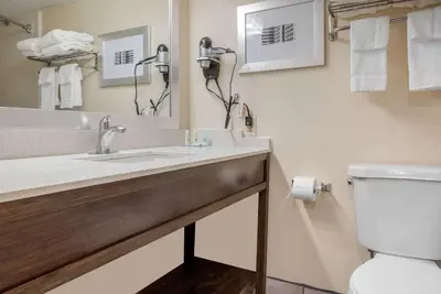 a bathroom with a sink and a toilet at Quality Inn and Conference Center in Richmond