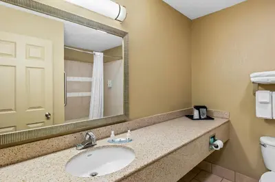 a bathroom with a sink and a toilet at Quality Inn & Suites Seville in Seville