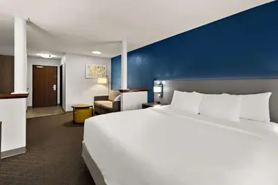 a large white bed in a hotel room at Comfort Inn & Suites Fremont in Fremont