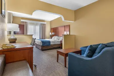 a hotel room with a bed and a couch at Comfort Suites Findlay I-75 near Sports Complex in Findlay