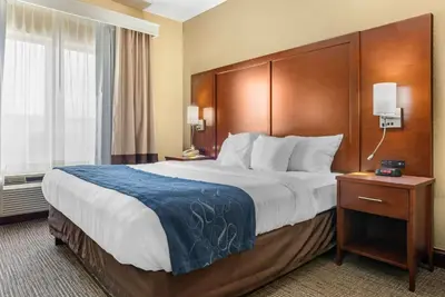 a hotel room with a large bed and a window at Comfort Suites Findlay I-75 near Sports Complex in Findlay