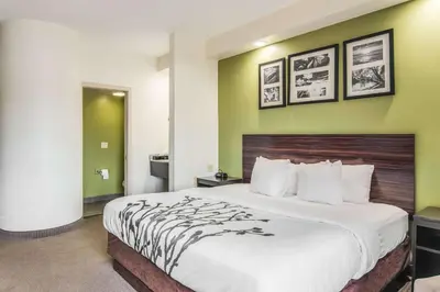 a bedroom with a large bed in a hotel room at Sleep Inn Austintown - Youngstown, West in Austintown