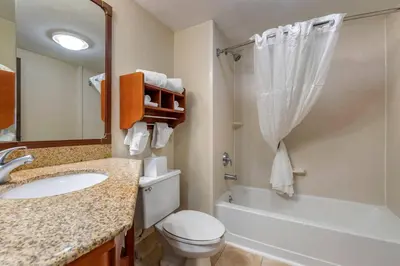 a bathroom with a sink and a toilet and a tub at Comfort Inn Oxford - University Area in Oxford