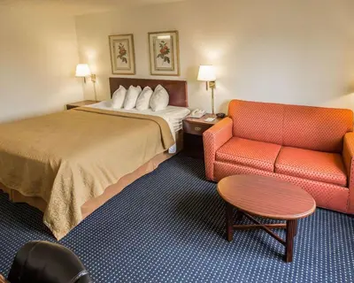 a hotel room with a bed and a couch at Quality Inn Dundee in Dundee