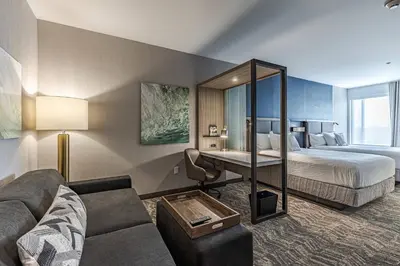 a hotel room with a bed and a desk at SpringHill Suites by Marriott Fort Wayne North in Sunnybrook Acres