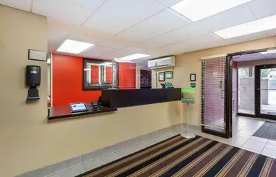 a lobby of a hospital with a reception desk at Extended Stay America Suites - Akron - Copley - East in Copley