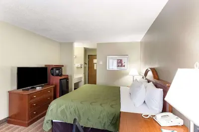 a hotel room with a bed and a television at Quality Inn Athens in Athens
