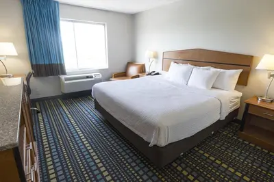 a hotel room with a bed and a window at Days Inn by Wyndham Florence Cincinnati Area in Florence