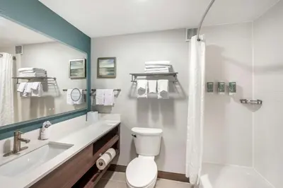 a bathroom with a toilet and a sink and a shower at Best Western River Cities in Ashland