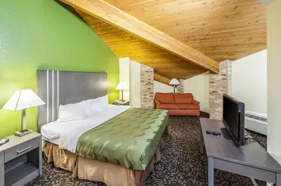 a hotel room with a bed and a tv at Quality Inn Decatur near US-224 in Decatur