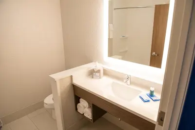 a bathroom with a sink and a mirror at Holiday Inn Express & Suites - Fort Wayne North by IHG in Sunnybrook Acres