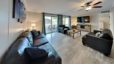 a living room with a couch and a table at Put-in-Bay Island Club #27 in Put-in-Bay