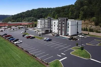 an aerial view of a parking lot at a hotel at Sleep Inn Winfield - Teays Valley in Hurricane