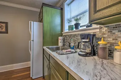 a kitchen with a white refrigerator and a sink at 2 Mi to Ark Encounter Updated Williamstown Apt! in Williamstown