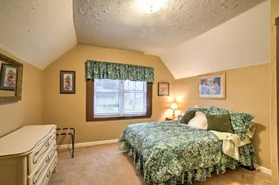 a bedroom with a bed and a window at Burgettstown Home - 7 Mi to KeyBank Pavilion in Burgettstown