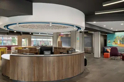 a lobby of a hospital with a reception counter at Tru By Hilton Sandusky, Oh in Sandusky