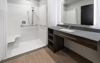 a bathroom with a sink and a shower at My Place Hotel-Marion, OH in Marion