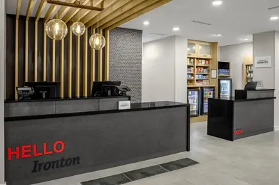 a store with a hello function counter in a lobby at TownePlace Suites by Marriott Ironton in Ironton