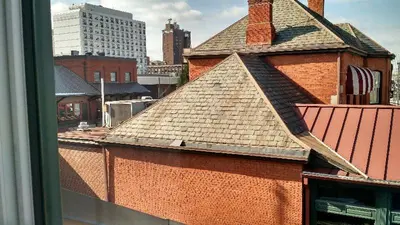 a view from a window of a building at Chessie Room in Huntington