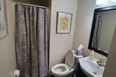 a bathroom with a toilet and a sink at Pet Friendly Home with Fenced in Yard in Bethany