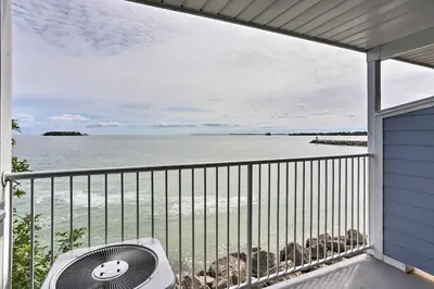 a balcony with a view of the ocean at Middle Bass Condo with Balcony, Lake Erie Views in Put-in-Bay