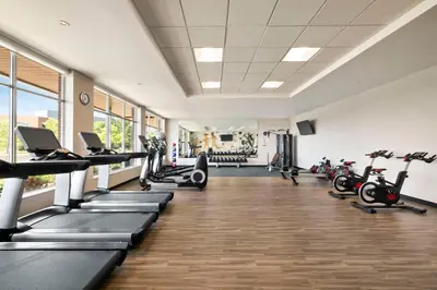 a gym with treadmills and exercise bikes at Hyatt Place Columbus Polaris in Columbus