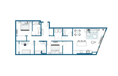 a floor plan of a small boat at ROOST Cleveland in Cleveland