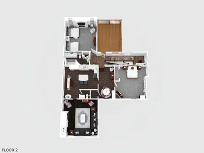 a rendering of a floor plan of a condo at Gather Together - Charming Home for 20 Near Ark! in Williamstown