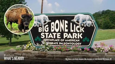 a sign for a big bone lick state park at Gather Together - Charming Home for 20 Near Ark! in Williamstown