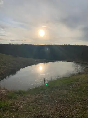 a river with the sun reflecting in the water at Serene 6BR country home on 325 acres ATV for rent in Burgettstown