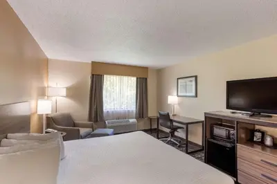 a hotel room with a bed and a flat screen tv at Best Western Logan Inn in Chapmanville