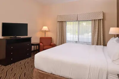 a hotel room with a bed and a television at Holiday Inn Express & Suites Washington - Meadow Lands by IHG in Washington