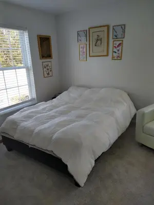 a large bed in a bedroom with a window at Family Friendly JUST LIKE HOME in Cleveland