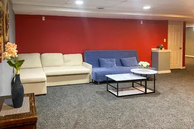a living room with a couch and a table at Spacious Delaware Abode with Private Backyard! in Delaware
