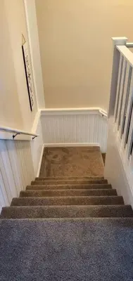 a stairway with a stair case and a stair case at 219 Maxwell St Unit B Such a great place to work and stay in Franklin