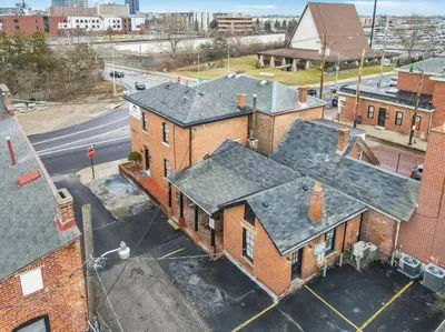 an aerial view of an old brick building at Housepitality - The Brandenburg Suite - Efficiency in Columbus
